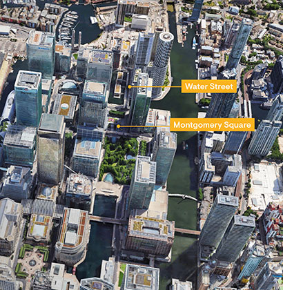 Montgomery Square and Water Street