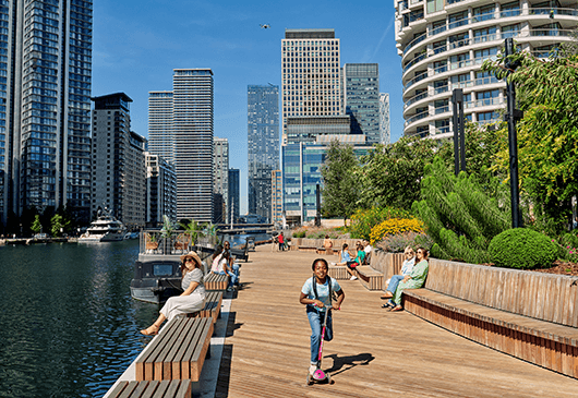 Wood Wharf promenade at Canary Wharf