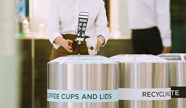 recyling bins at Canary Wharf