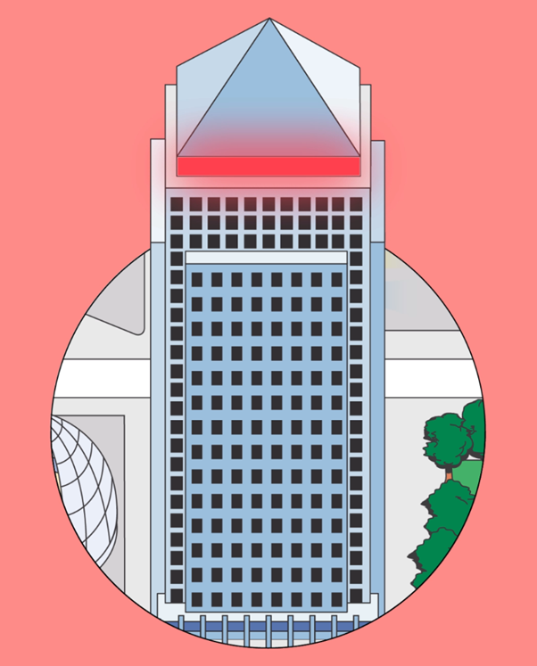 London’s One Canada Square illuminated red to mark World AIDS Day 2024